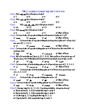 Toán 11 - Trắc nghiệm tổ hợp nhị thức newton